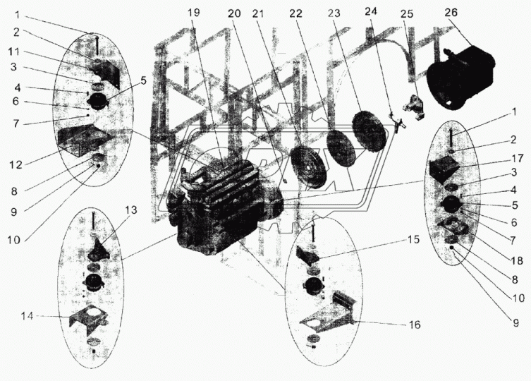 103-1001042-90 Кронштейн (сталь) L=150х175 4отв,угловой МАЗ